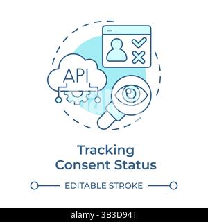 Tracking consent status soft blue concept icon Stock Vector