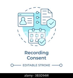 Recording consent soft blue concept icon Stock Vector