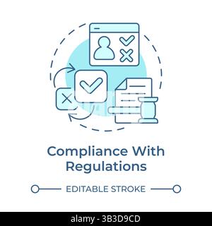 Compliance with regulations soft blue concept icon Stock Vector