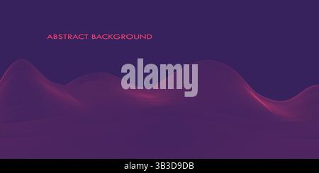 Purple Pink Abstract Waves Digital Landscape – Minimalist Futuristic Background Stock Vector