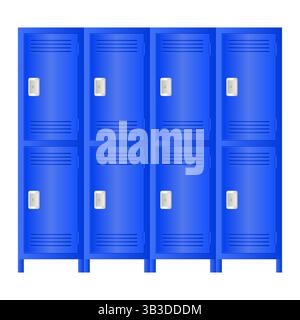 Closed Blue Metal Locker Vector. School Storage Cabinet. Blue Metal Cabinet. Stock Vector