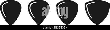 Guitar pick shape icon set. Plectrum sign. Tringle plastic guitar pick symbol. Music mediator icon. Design element. Vector illustration isolated on Stock Vector