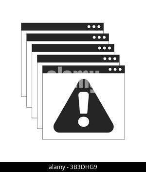 Error messages web multiple popups 2D line object Stock Vector
