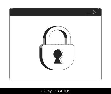 Secure browser window with padlock 2D line object Stock Vector