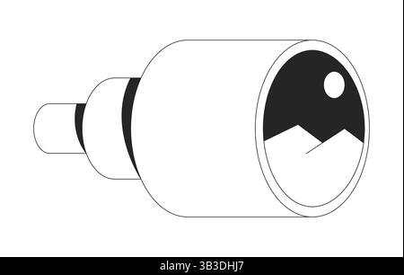 Observation through telescope 2D line object Stock Vector