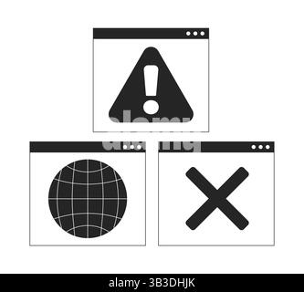 Web alert interface 2D line objects set Stock Vector