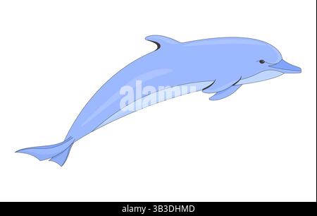 Dolphin underwater swimming forward gracefully 2D cartoon character Stock Vector