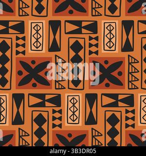 Polynesian Hawaiian Tapa Ethnic Seamless Pattern Stock Vector