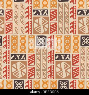 Polynesian Hawaiian Tapa Ethnic Seamless Pattern Stock Vector