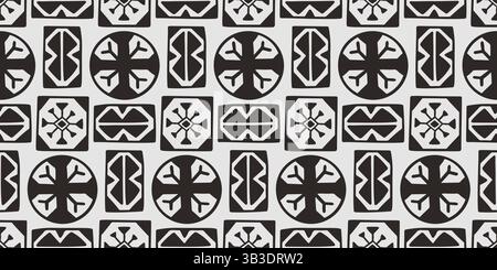Polynesian Hawaiian Tapa Ethnic Seamless Pattern Stock Vector