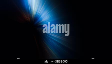 Dynamic blue light trails radiating from the darkness, high-speed motion. Abstract high speed motion background with neon lighting . Modern abstract Stock Photo