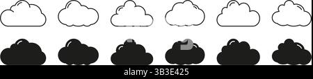 Cloud weather forecast line and solid icon set. Meteorological concepts with cloud weather forecast symbol collection. Isolated vector illustration Stock Vector
