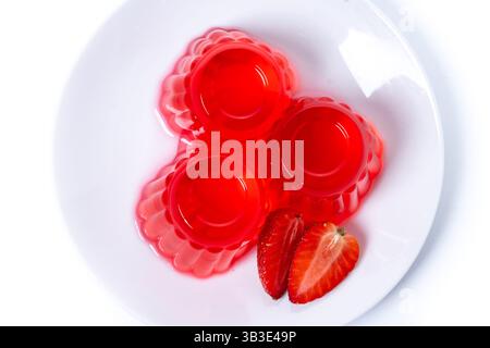Fresh strawberry jelly isolated on white background Stock Photo