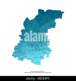 Vector isolated illustration with authors vision of simplified administrative map of Nizhny Novgorod Oblast in Russia. Borders of the districts and ur Stock Vector