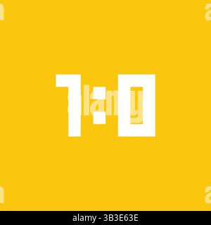 Vector illustration with symbols 1:0 to keep score of sports game or championship in retro pixel style of 80s. Bright yellow background. Minimalistic Stock Vector