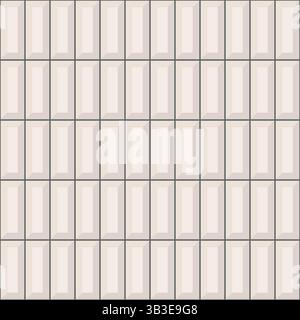 White ceramic vertical glazed tile wall pattern. Subway, metro brick vector seamless background. White scandinavian bathroom, kitchen floor, wall grid Stock Vector