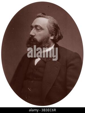 Leon Gambetta, French statesman, 1882. A republican politician, Gambetta (1838-1882), was an opponent of the French Second Empire. In 1870 he proclaimed the Third Republic after Napoleon III was captured by the Prussians after the Battle of Sedan. Gambetta himself famously escaped from Paris in a hot air balloon when the city was besieged by the Prussians, rallying support for resistance to the invaders in the provinces. He was influential as the real leader of the republicans in politics in the first decade of the Third Republic, but did not actually hold office until a brief and unsuccessful Stock Photo