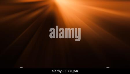 Orange Light Beams Radiating from Above . blurred image. shiny sun, sunbeams, sunrays, sunshine design. Yellow orange warm light effect, sun rays, Stock Photo