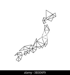 Japan low poly origami style map. Geometric map simple abstract tech style. Stock Vector