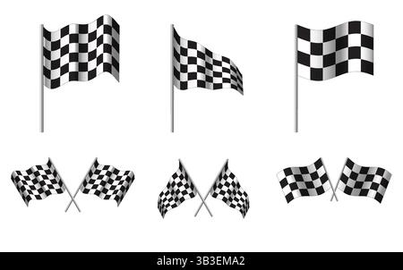 Checkered flags, vector set Stock Vector