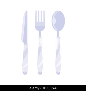 Silverware Cutlery Set with Knife, Fork, and Spoon Stock Vector