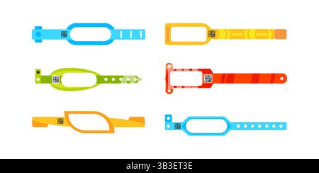 Colorful wristbands showing qr codes for access control Stock Vector