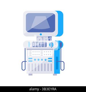 Ultrasound machine displaying image on screen in hospital room Stock Vector