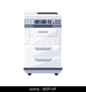 Modern Multifunction Printer Standing on Wheels for Office Use Stock Vector