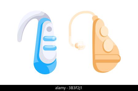 Hearing aids improving hearing loss and supporting people with deafness Stock Vector