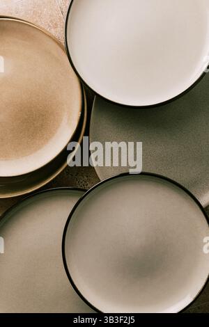 Abstract composition of various utensils on brown background Stock ...
