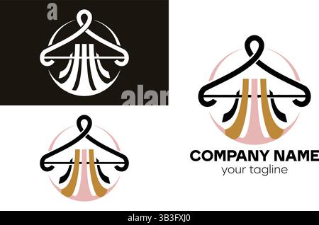 Clothing hanger logo design with circular elements Stock Vector