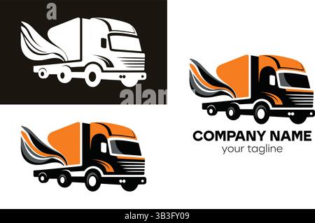 Trucks with abstract design in different color schemes Stock Vector
