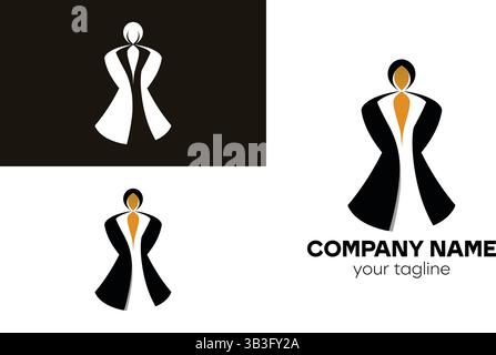 Abstract figure in coat logo design variations Stock Vector