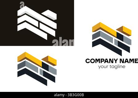 Abstract Geometric 3D Building Blocks Logo. Modern Corporate Architecture and Construction Symbol. Real Estate Firm Brand Identity Vector Graphic Stock Vector