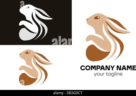 Elegant Bunny Logo Design for Organic Brands, Pet Stores, or Eco-Friendly Businesses Stock Vector