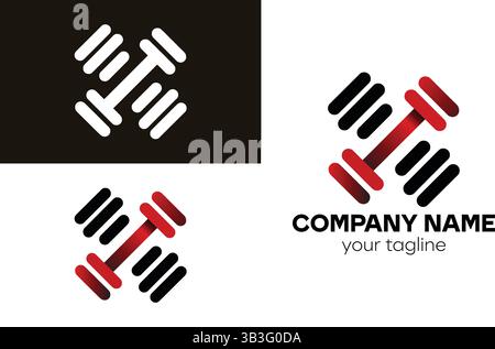 Bold Dumbbell Logo Design for Fitness, Gym, or Personal Trainer Branding Stock Vector