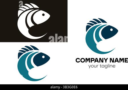 Minimalist Fish Logo Design Set - Branding Concept Stock Vector