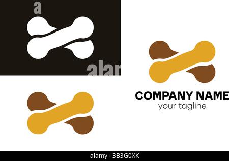 Modern Intertwined Bone Logo Design for Pet Food, Animal Care, and Veterinary Brands Stock Vector
