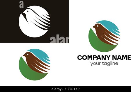 Modern Abstract Bird Logo Design in Circular Frame with Dynamic Flight Trails for Natural Brands Stock Vector