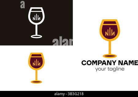 Creative Wine Glass Logo Design with Integrated Sound Waves for Music, Audio, and Beverage Brands Stock Vector