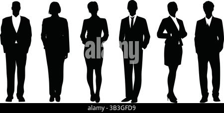 Professional Collection of Business People Silhouettes for Corporate, Meeting, and Workforce Concepts Stock Vector