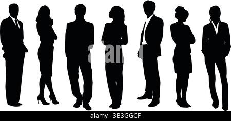 Professional Collection of Business People Silhouettes for Corporate, Meeting, and Workforce Concepts Stock Vector