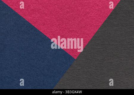 Texture craft navy blue, purple and black paper background, macro. Structure vintage abstract cardboard with geometric shape and gradient. Felt backdr Stock Photo