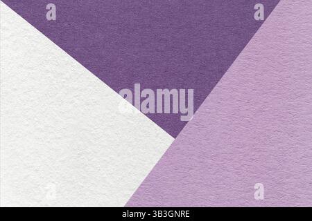 Texture craft white, violet and purple paper background, macro. Structure vintage abstract lavender cardboard with geometric shape and gradient. Felt Stock Photo