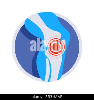 joint pain icon, injury leg, arthritis, inflammation person knee, thin ...