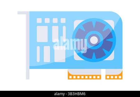 Computer graphic card cooling fan blowing air preventing overheating Stock Vector