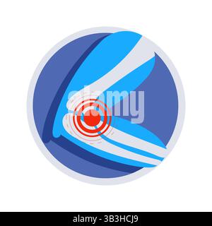Elbow pain medical icon representing injury and inflammation Stock Vector