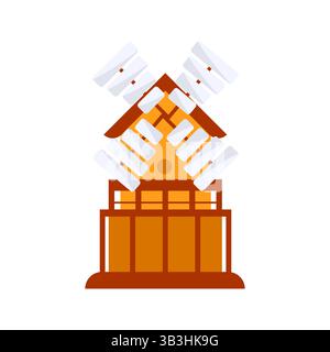 Traditional wooden windmill generating renewable energy Stock Vector