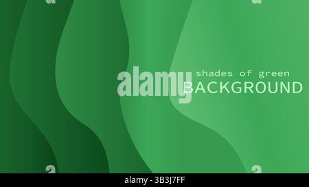 An abstract green background with waves. A green 3d shapes background. The background of ecology and nature in shades of green. Stock Vector