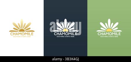 Vector logo of daisy flower. Branding concept idea for herbal medicine, essential oil brand identity, herbal tea wellness, beauty products. Stock Vector